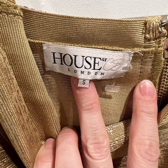 House of CB Dresses House Of Cb Gold Metallic Ornela Bodycon Dress